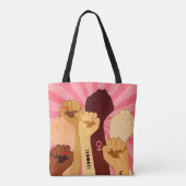 Vrouw handen met vuist opgestaan tote bag (Achterkant)