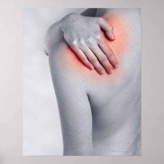 Vrouw handen tegen de schouder en massage poster (Voorkant)