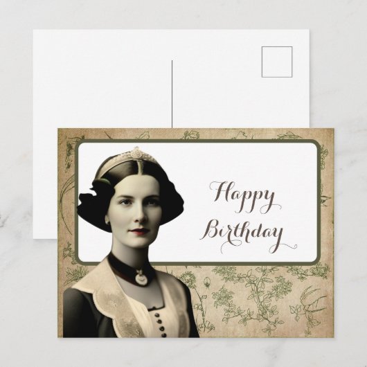  vrouw Happy Birthday Briefkaart (Voorkant / Achterkant)