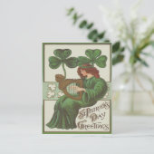 Vrouw Harp van Erin Shamrock Briefkaart (Staand voorkant)