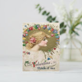 Vrouw Hart Hart Bloemschilderen Briefkaart (Staand voorkant)