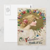 Vrouw Hart Hart Bloemschilderen Briefkaart (Voorkant / Achterkant)