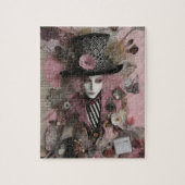 Vrouw Hatter Pink Mixed Media Collage Legpuzzel (Verticaal)