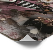 Vrouw Hatter Pink Mixed Media Collage Poster (Hoek)