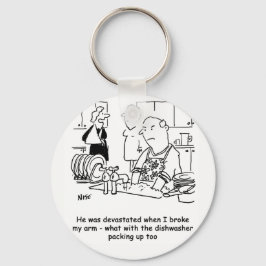 Vrouw heeft een gebroken arm, dus Man doet de vern Sleutelhanger