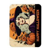   Vrouw Heks Bloem Happy Halloween Magneet (Verticaal)