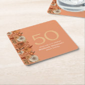 Vrouw Herfst Bloem Verrassing 50ste Verjaardag Kartonnen Onderzetters (Schuin)