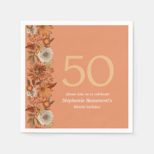 Vrouw Herfst Bloem Verrassing 50ste Verjaardag Servet