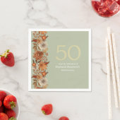 Vrouw Herfst Bloem Verrassing 50ste Verjaardag Servet (Insitu)