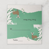 Vrouw Herten Staande in Sneeuw Pijnboom Mint Groen Plaatskaartje (Buitenkant ongevouwen)