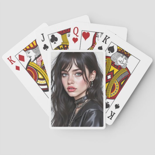 Vrouw, het raadsel met smaragdgroene ogen pokerkaarten (Achterkant)