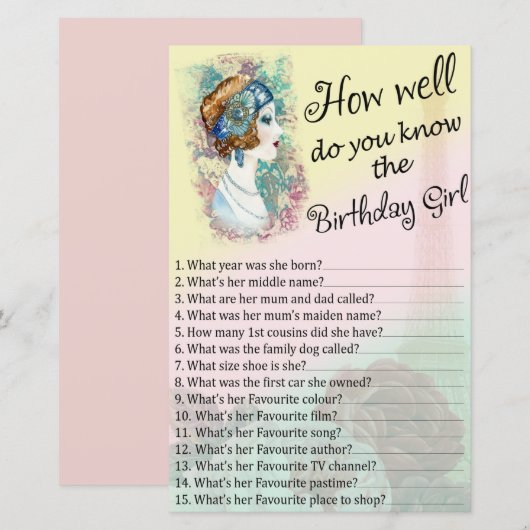  vrouw Hoe goed ken je de verjaardag? (Voorkant / Achterkant)