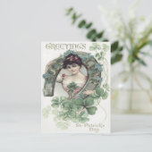 Vrouw Hoefijzer Shamrock Vergeet-Me-Not Briefkaart (Staand voorkant)