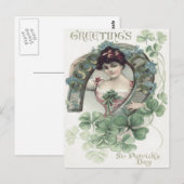 Vrouw Hoefijzer Shamrock Vergeet-Me-Not Briefkaart (Voorkant / Achterkant)