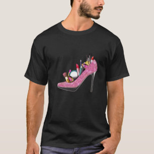 Vrouw Hoge hak Stilettos make-up artiest meisjesli T-shirt