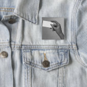 Vrouw Holding-kaart Vierkante Button 5,1 Cm (In situ)