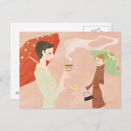 Vrouw Holding koffie Briefkaart (Voorkant / Achterkant)