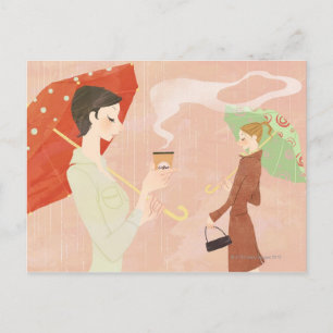 Vrouw Holding koffie Briefkaart