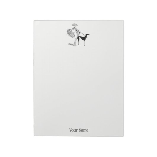 Vrouw-hond-gevuldIn-ArtDeco-Trans-BG-ADD-155 Notitieblok (Linkerzijde)