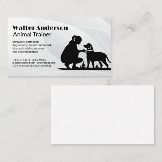 Vrouw Hondentrainer | Dierenservices Visitekaartje (Voorkant / Achterkant)
