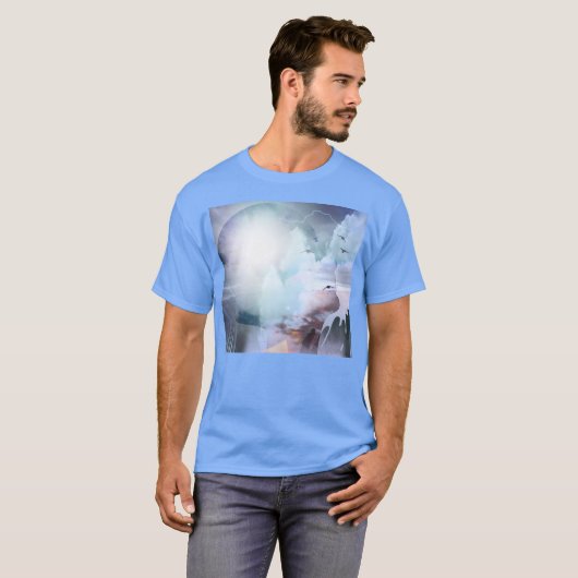 Vrouw hoofd silhouet en biddende handen t-shirt (Voorkant volledig)