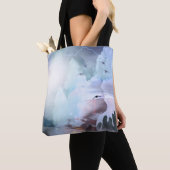 Vrouw hoofd silhouet en biddende handen tote bag (Dichtbij)
