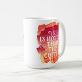 Vrouw Hotter dan deze koffie Waterverf Trendy Koffiemok (Voorkant rechts)