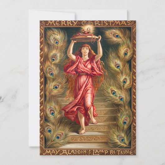 Vrouw-houder met vlam van Aladdin's lamp Feestdagenkaart (Voorkant)
