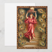 Vrouw-houder met vlam van Aladdin's lamp Feestdagenkaart (Voorkant / Achterkant)