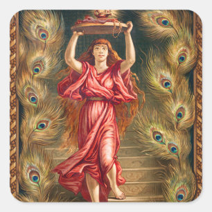 Vrouw-houder met vlam van Aladdin's lamp Vierkante Sticker