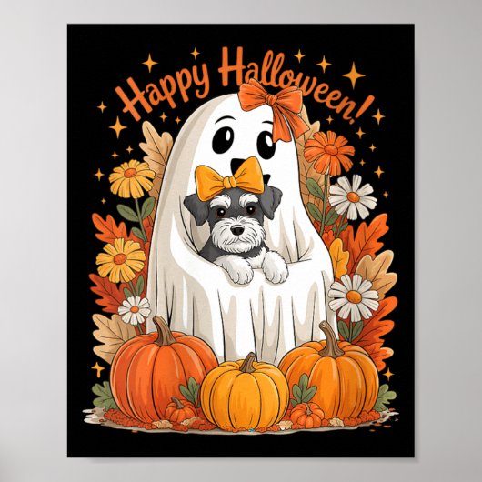 Vrouw houdt Miniature Schnauzer-hond vast Poster (Voorkant)