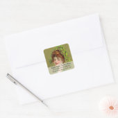 Vrouw houdt van Holly Vintage kerstadreslabel Vierkante Sticker (Envelop)