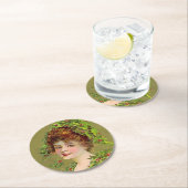 Vrouw houdt van Kerstmis Holly Ronde Kartonnen Onderzetter (Insitu)