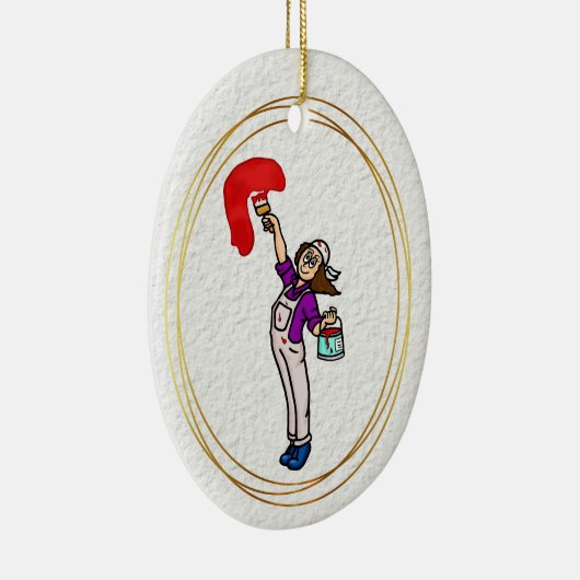 Vrouw House Painter Brown Ornament (Rechts)