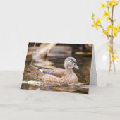 Vrouw Hout Duck Notecard Kaart (Gele Bloem)