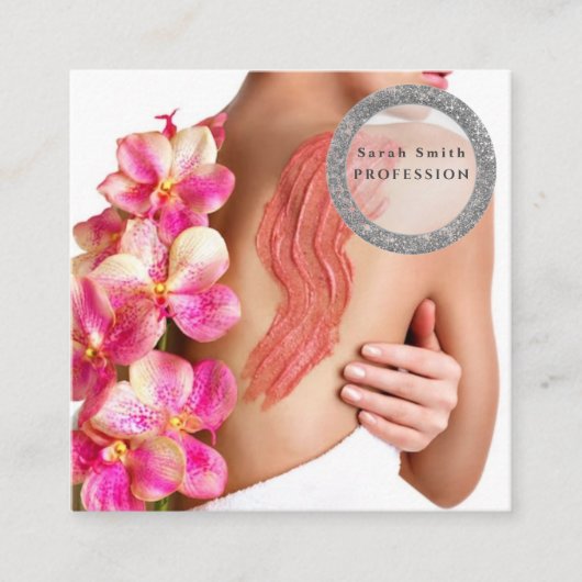 Vrouw huid lichaam cosmetische scrub vierkante visitekaartje (Voorkant)