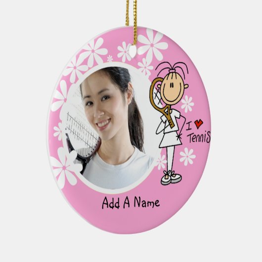Vrouw I Love Tennis Personalized Ornament (Rechts)
