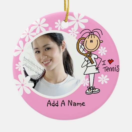 Vrouw I Love Tennis Personalized Ornament (Voorkant)