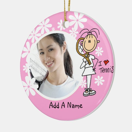 Vrouw I Love Tennis Personalized Ornament (Links)