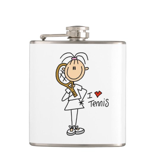 Vrouw I Love Tennis Vinyl Wrapped Flask Heupfles (Voorkant)