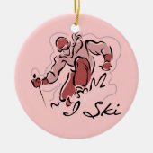 Vrouw I Ski T shirten en cadeaus Keramisch Ornament (Voorkant)