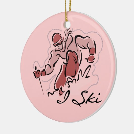 Vrouw I Ski T shirten en cadeaus Keramisch Ornament (Links)