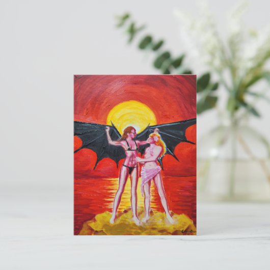 Vrouw Icarus Briefkaart (Staand voorkant)