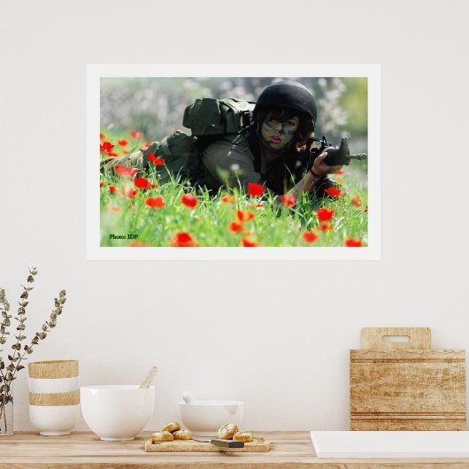 Vrouw IDF in Camouflage Poster (Keuken)