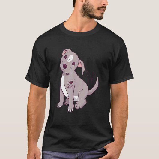 Vrouw Ik Hou Mam Pibull Hond T-shirt (Voorkant)
