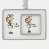 Vrouw Ik hou van tennis ingelijst Ornament (Voorkant)