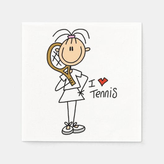 Vrouw Ik hou van tennispapier servetten (Voorkant)