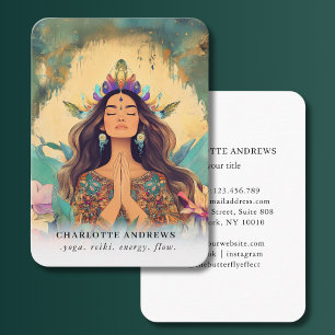 Vrouw Illustratie Energie Genezer Reiki Spiritueel Visitekaartje