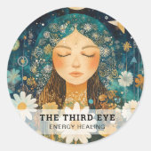 Vrouw Illustratie Energie Heiler Reiki Spirituell Ronde Sticker (Voorkant)