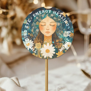 Vrouw Illustratie Energie Heiler Reiki Spirituell Ronde Sticker